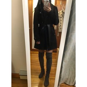 Guess Black Coat With Leather Belt
